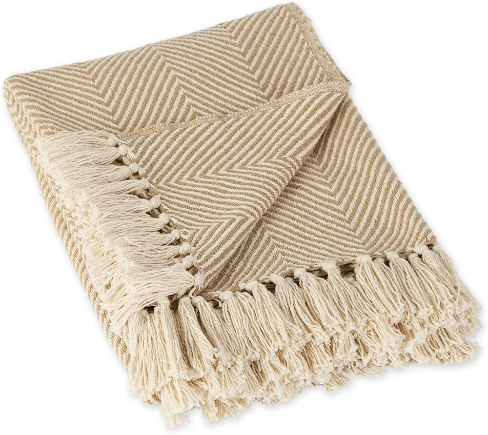 DII Rustic Farmhouse Cotton Chevron Blanket Throw with Fringe for Chair, Couch, Picnic, Camping, ... | Amazon (CA)