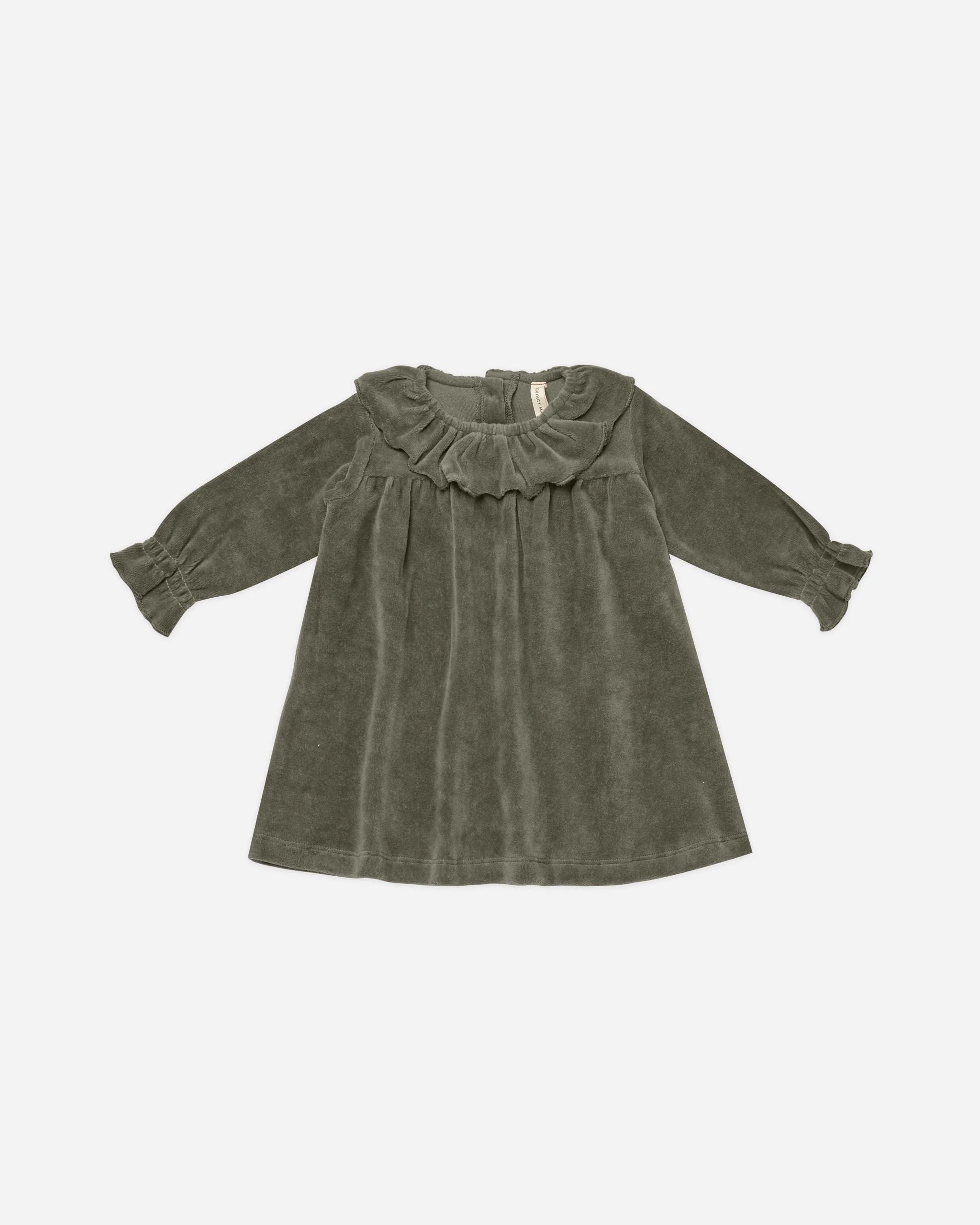 Velour Baby Dress || Forest | Rylee + Cru