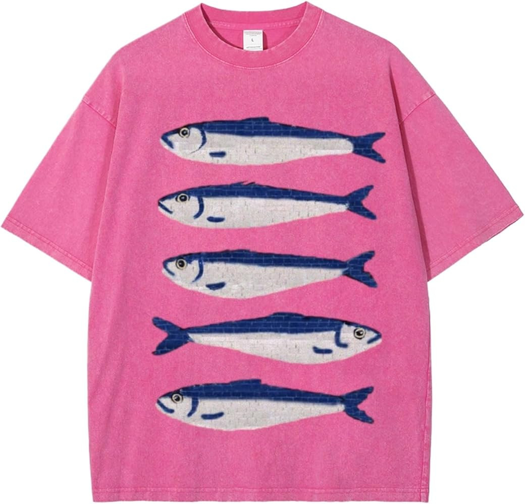 Women Oversized Graphic Tee Fisherman Core Aesthetic Y2k Grunge Fish Print T-Shirts Streetwear Su... | Amazon (US)