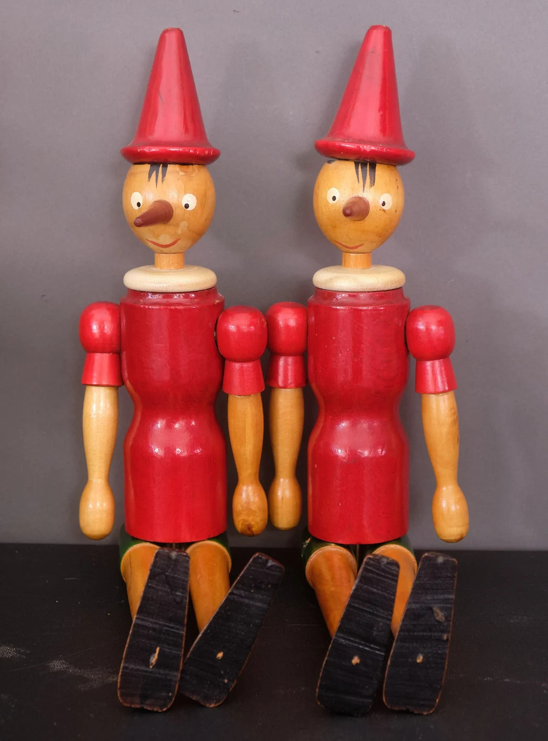 Vintage Pinocchio Wooden Jointed Dolls 19.5 Tall // Made - Etsy | Etsy (US)