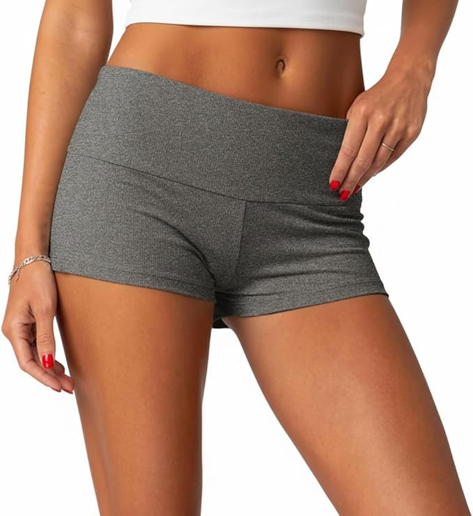 Women's Fold Over Shorts Y2K Micro Mini Shorts Elastic Waist Lounge Pajama Bottoms 2026 Summer Yo... | Amazon (US)