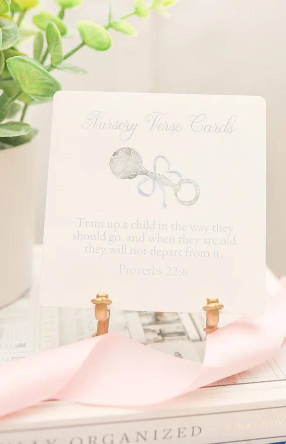 Nursery Scripture Cards with Easel / Baby / Bible Verses / with Gold Bamboo Easel | Etsy (US)