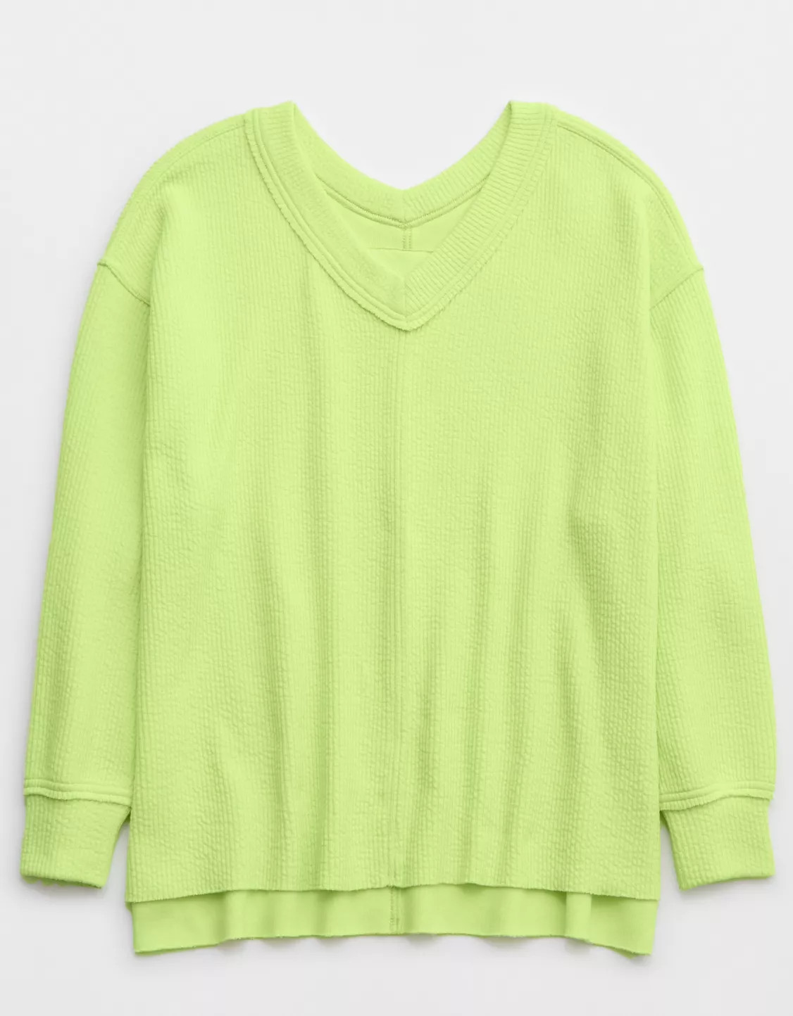 Aerie Wonder Textured V-Neck Sweatshirt | Aerie
