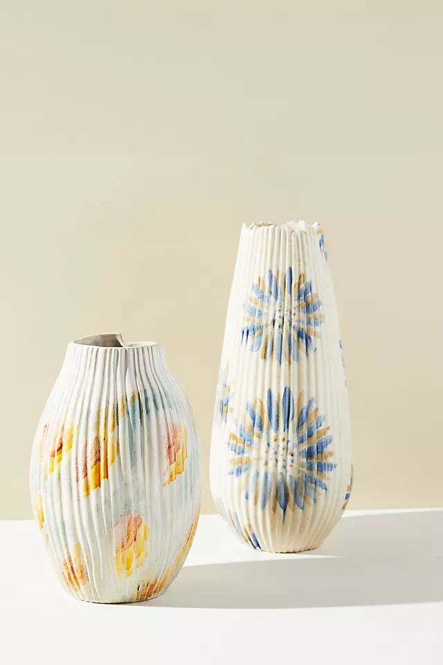 Ribbed Abstract Floral Vase | Anthropologie (US)