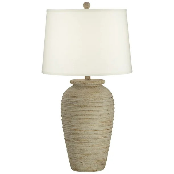 John Timberland Rustic Table Lamp Southwest Sand Toned Ridged Cream Linen Drum Shade for Living R... | Walmart (US)