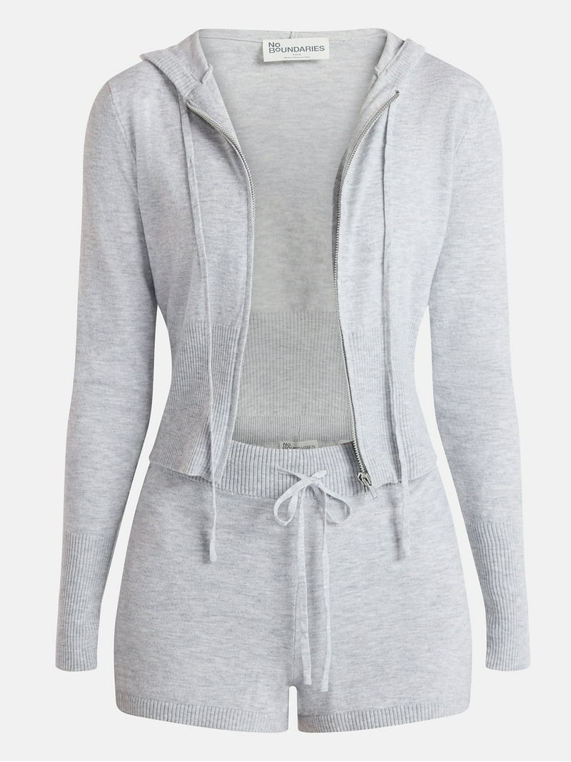 No Boundaries Sweater Hoodie and Shorts Set, 2-Piece, Women’s | Walmart (US)