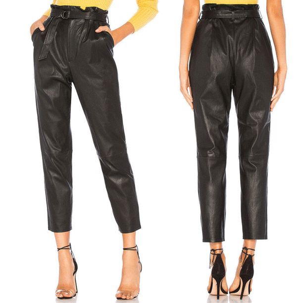 Women Lady Leather High Waist Jegging Stretch Pant With Pockets And Belt Trouser - Walmart.com | Walmart (US)