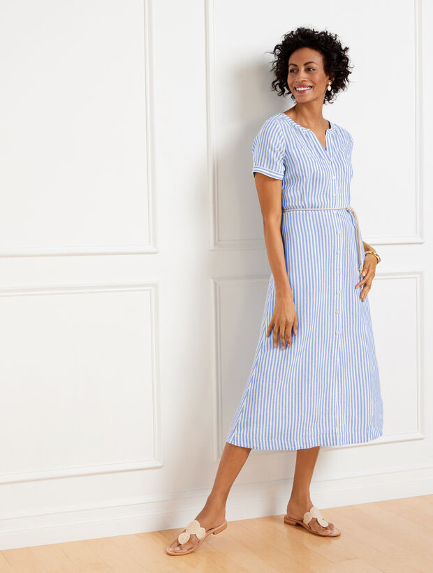 Linen Shirtdress - Surf Stripe | Talbots