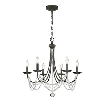 Golden Lighting Mirabella 6-Light Rubbed Bronze Glam Crystal Chandelier Lowes.com | Lowe's