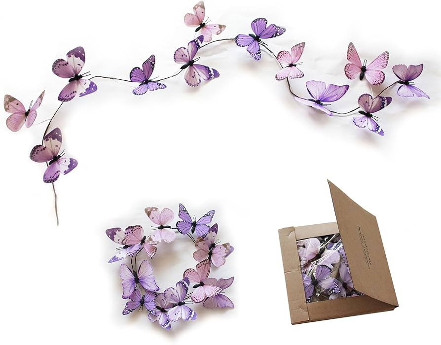 Artificial Butterfly Garland, Fake Butterfly Decorative Vines, DIY 3D Unique Butterfly Hanging De... | Amazon (US)