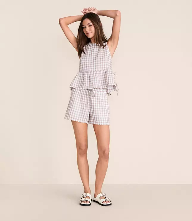 Lou & Grey Checkered Triple Cloth Shorts | LOFT