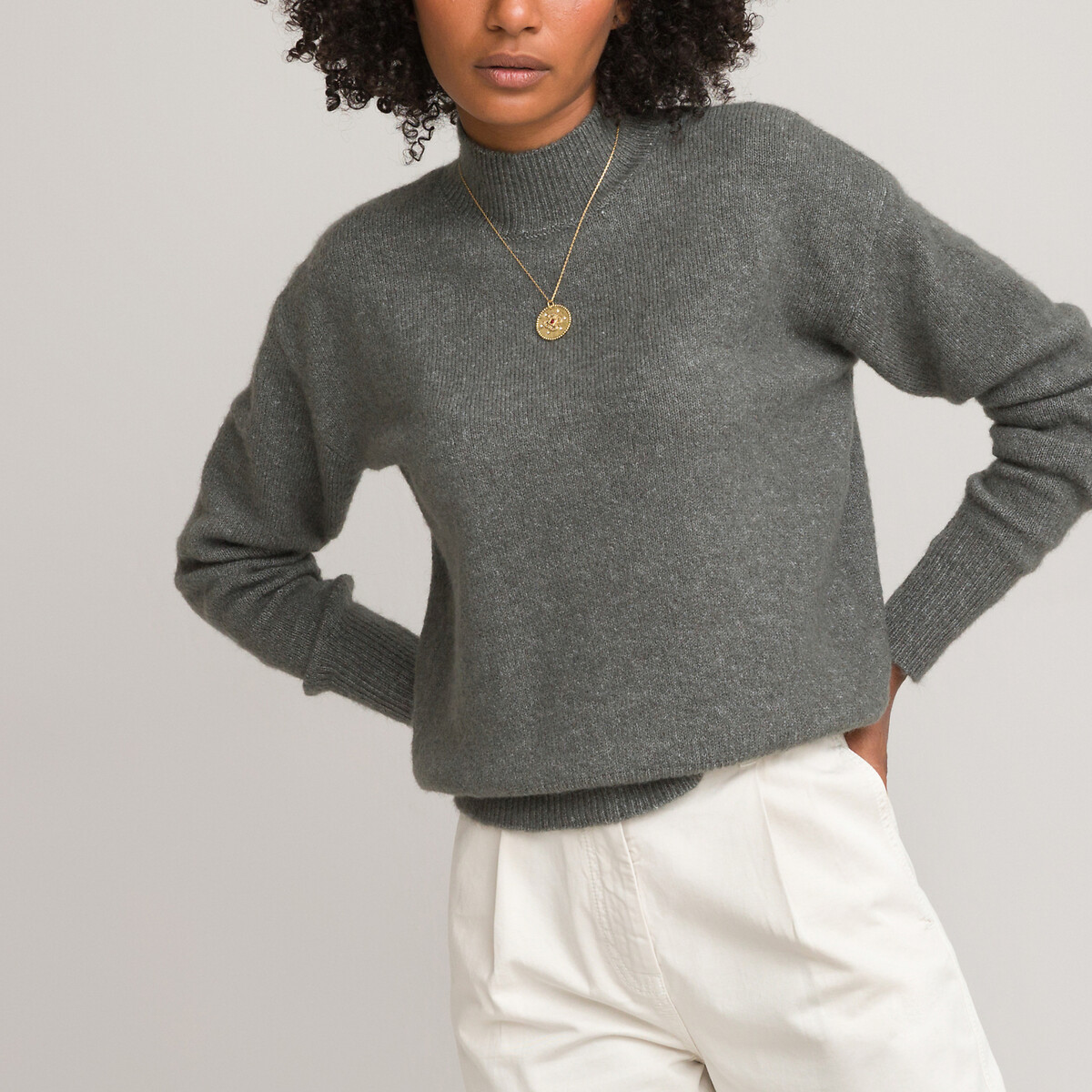 Recycled High Neck Jumper in Brushed Knit | La Redoute (UK)