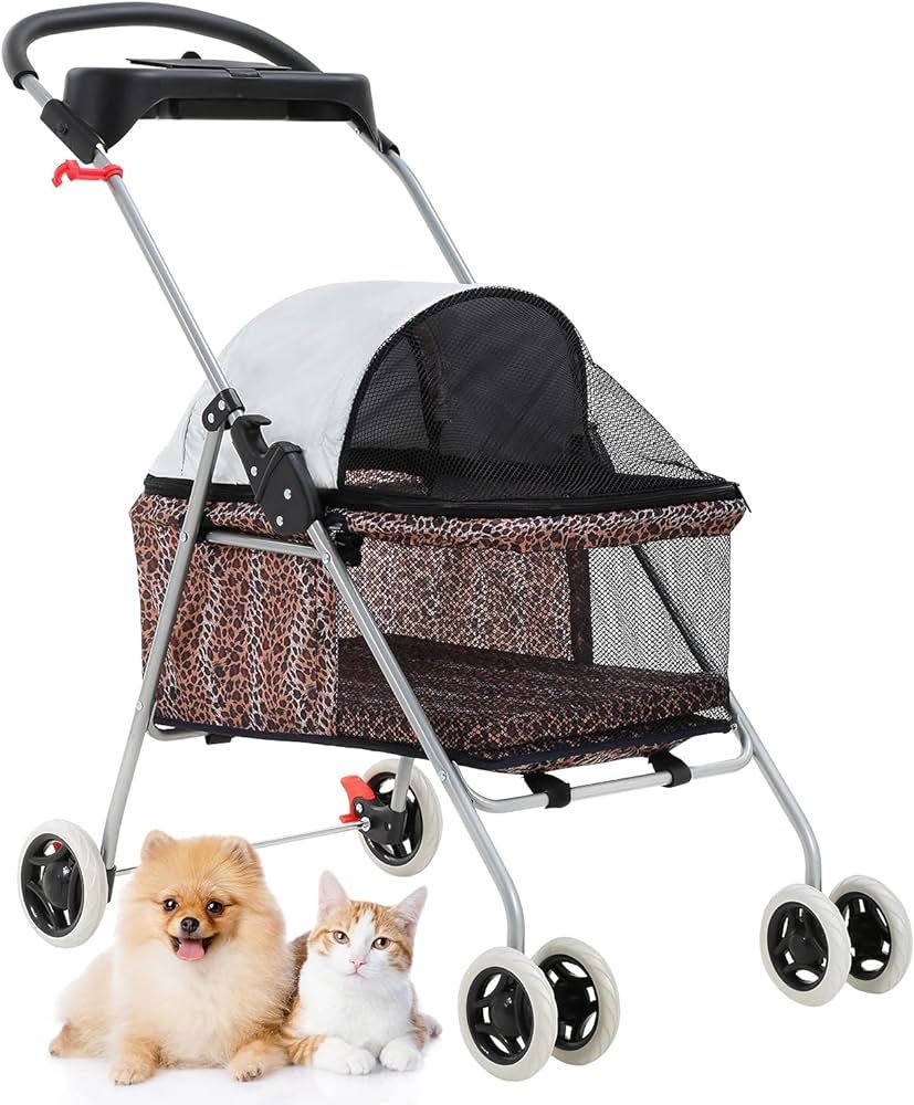 BestPet Pet Stroller 4 Wheels Posh Folding Waterproof Portable Travel Cat Dog Stroller with Cup H... | Amazon (US)
