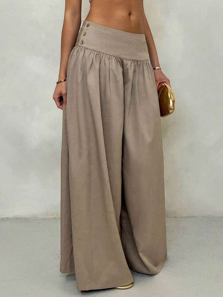 Glamine Vintage Low Waist Wide Leg Culottes, Relaxed Fit Slimming Loose Pants For Women Fall Clot... | SHEIN