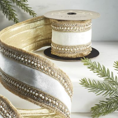 Velvet Fringe Pearl Trim Ribbon | Frontgate | Frontgate