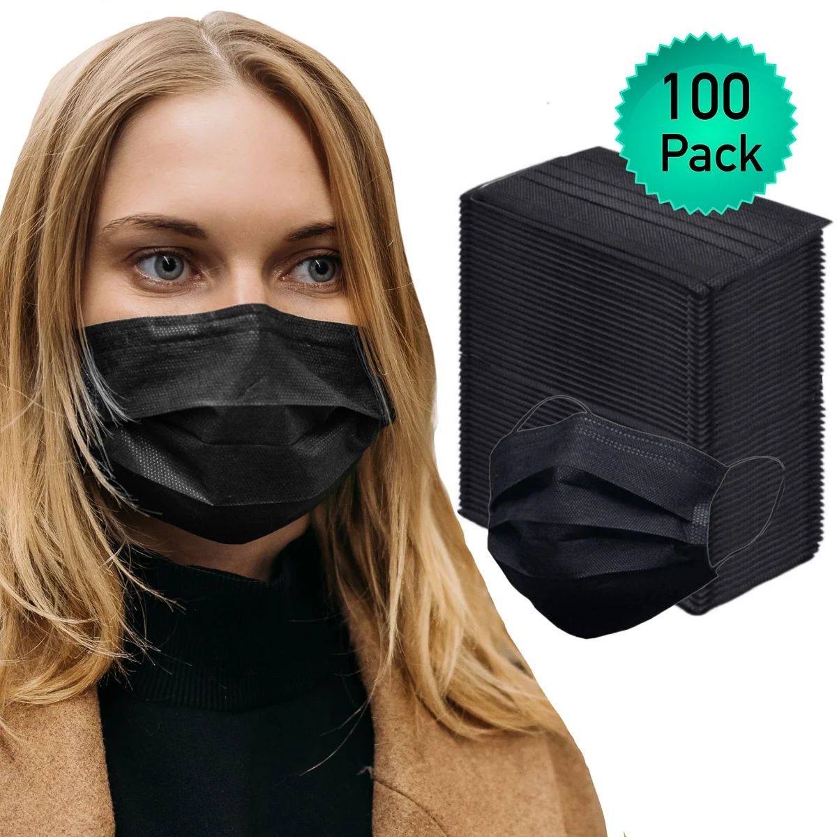 100 Disposable Face Masks for Adults, 3 Ply Breathable Dust Protection Mask with Ear Loops | Walmart (US)