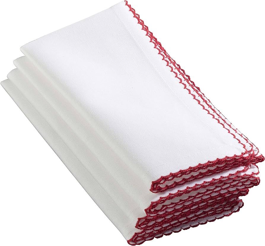 SARO LIFESTYLE 1442 Recotting Collection Whip Stitched Design Dinner Napkins, Red-Set of 4 Pcs, 2... | Amazon (US)