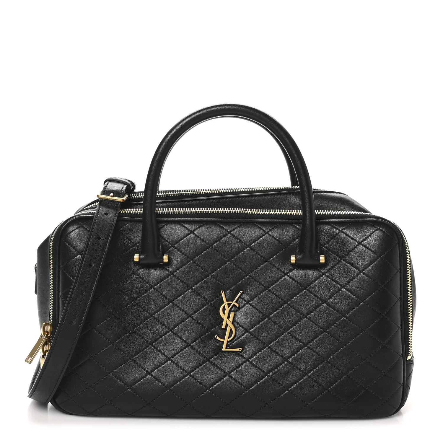 Lambskin Lyia Quilted Duffle Bag Black | FASHIONPHILE (US)
