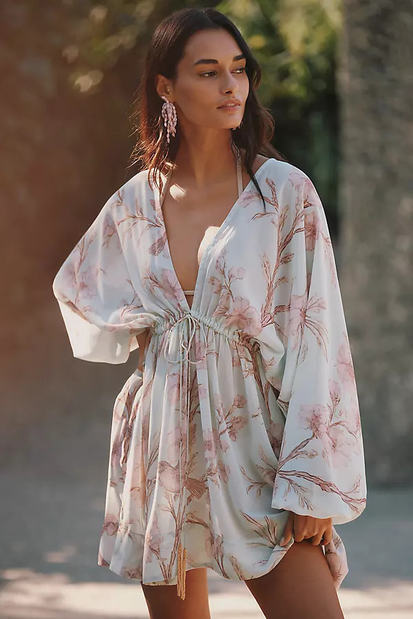 Celandine Printed Drawstring Getaway Kaftan | Anthropologie (US)
