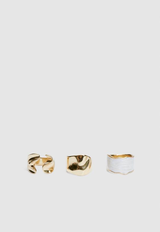 Set of 3 irregular rings | Stradivarius (UK)