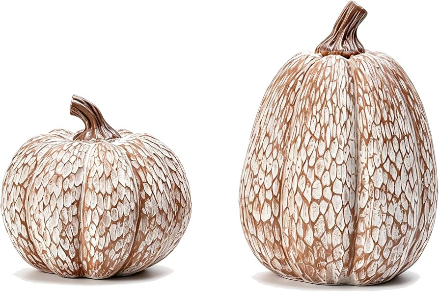 2Pcs Resin Pumpkin Figurines, Lattice Fall Thanksgiving Decor | Amazon (US)