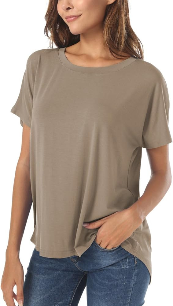 Herou Casual Summer Short Sleeve High Low Loose T Shirt Basic Tees Tops for Women | Amazon (US)