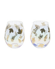 2pk Leaves Luster Stemless Wine Glasses | Drinkware | Marshalls | Marshalls