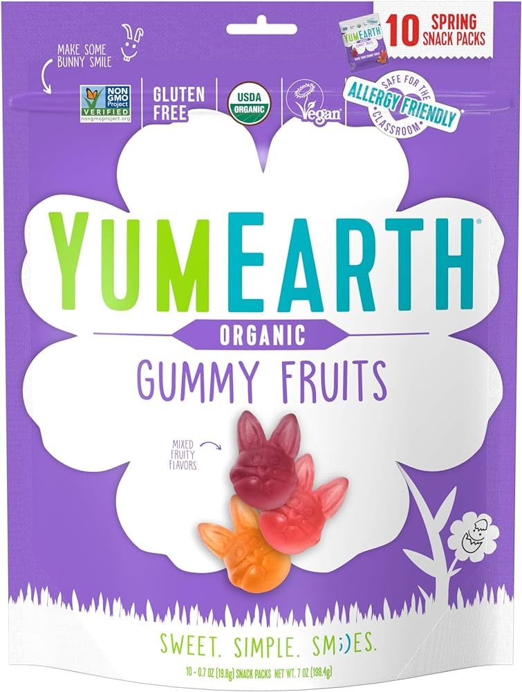 YumEarth Spring Fruit Gummy Snack Packs, 10 Count - Allergy Friendly, Non GMO, Gluten Free, Vegan | Amazon (US)