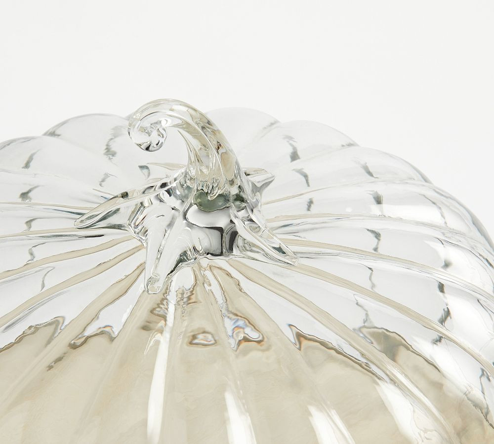 Glass Pumpkin Cloche with Wood Pedestal | Pottery Barn (US)