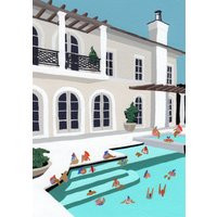 Art Print Of Original Gouache Painting ""Mansion Pool | Etsy (US)