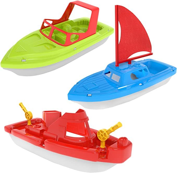 FUN LITTLE TOYS 3 PCS Bath Boat Toy Yacht Pool Toy Speed Boat Sailing Boat, Floating Toy Boats fo... | Amazon (US)
