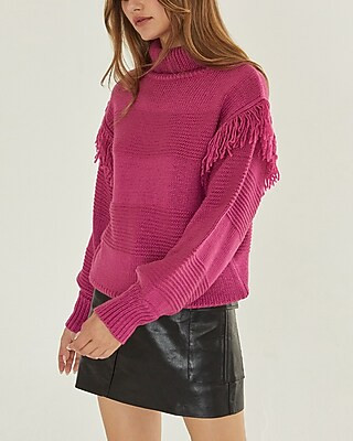 CRESCENT Addison Fringe Turtleneck Sweater | Express