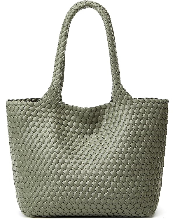 Woven Tote Bag Womens Purse: Vegan Leather Shoulder Handbags - Fashion Summer Beach Tote Bags - L... | Amazon (US)
