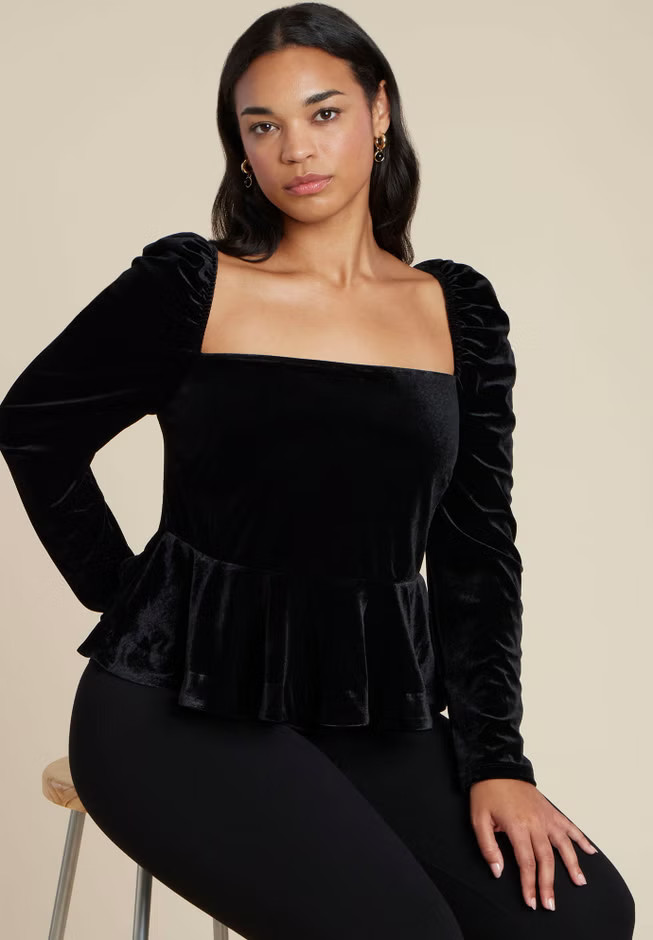Velvet Peplum Top | Eloquii