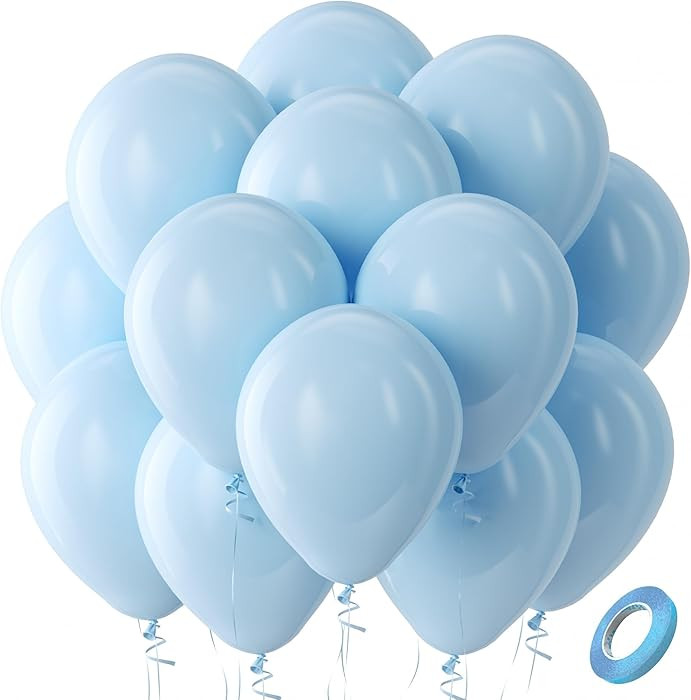 Bezente Pastel Blue Latex Party Balloons - 100 Pack 12 inch Round Helium Light Blue Bridal Blue B... | Amazon (US)