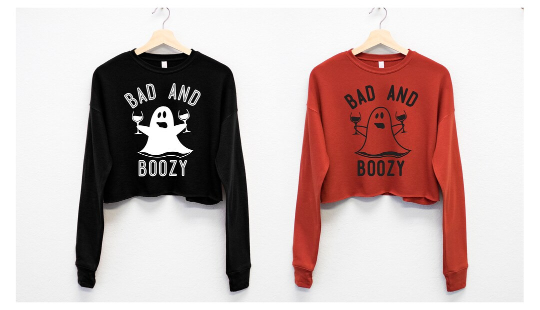 BAD & BOOZY Halloween Cropped Sweatshirt Women's Halloween Shirt, Fall Sweatshirts for Women, Hal... | Etsy (US)
