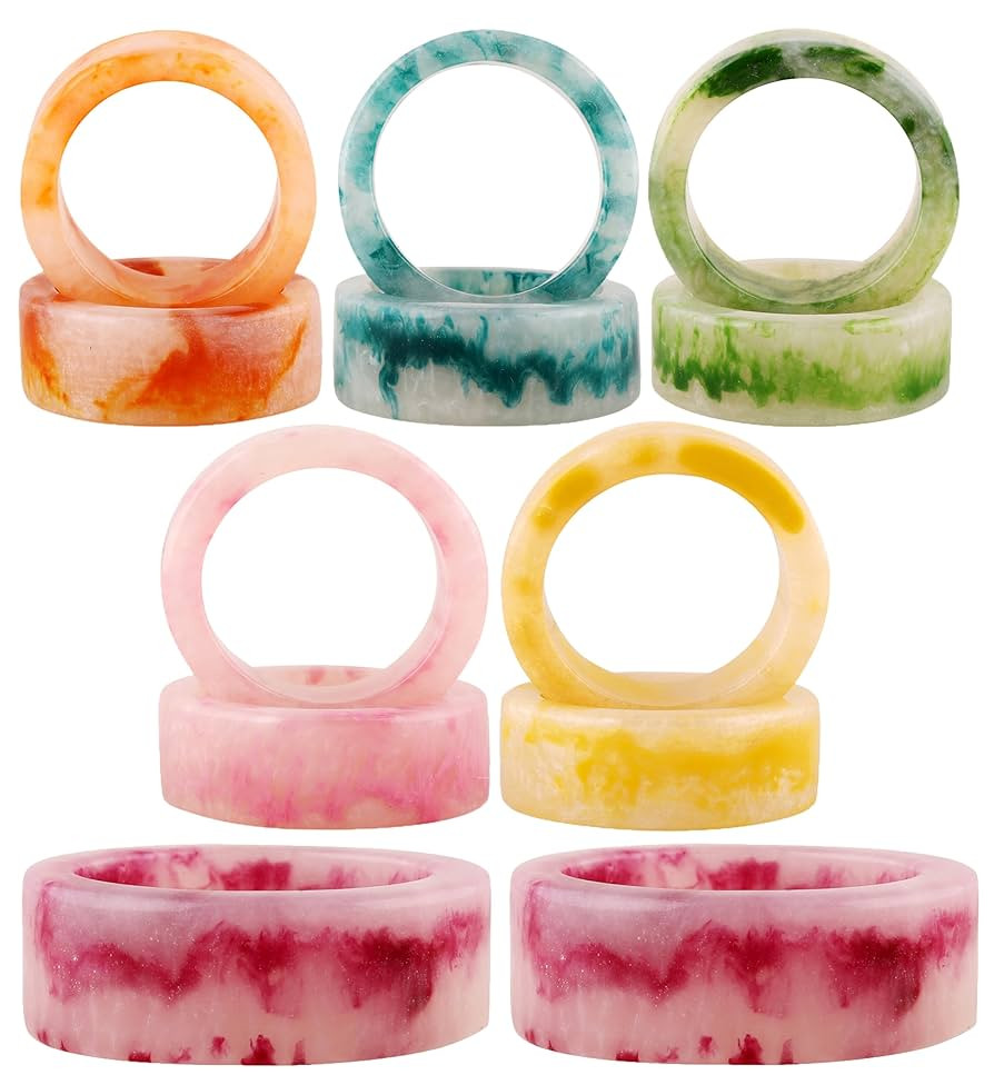 CLEENTABLE 12-Piece Pastel Napkin Rings – Decorative Epoxy Resin Table Holders, 1.5" Diameter, ... | Amazon (US)