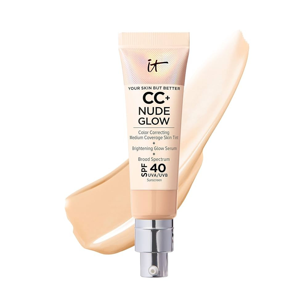 IT Cosmetics CC+ Nude Glow - Lightweight Foundation & Brightening Glow Serum with SPF 40, Medium ... | Amazon (US)