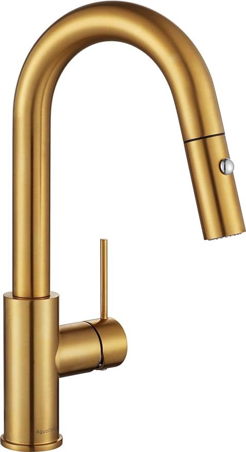 AguaStella AS59BG Brushed Gold Bar Faucet or Prep Kitchen Sink Faucet with Pull Down Sprayer and ... | Amazon (US)