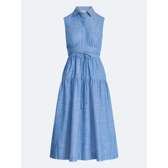 Free Assembly Women's and Women's Plus Sleeveless Cotton Maxi Shirtdress with Belt, Sizes XS-4X | Walmart (US)