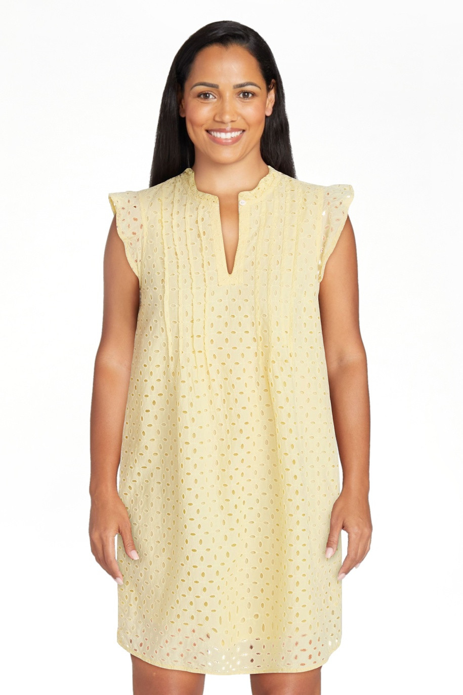 Time and Tru Women's Cotton Eyelet Mini Dress with Flutter Sleeves, Sizes XS-XXXL | Walmart (US)