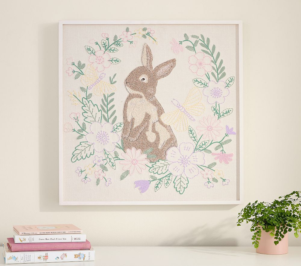 Bunny Embroidered Framed Art | Pottery Barn Kids