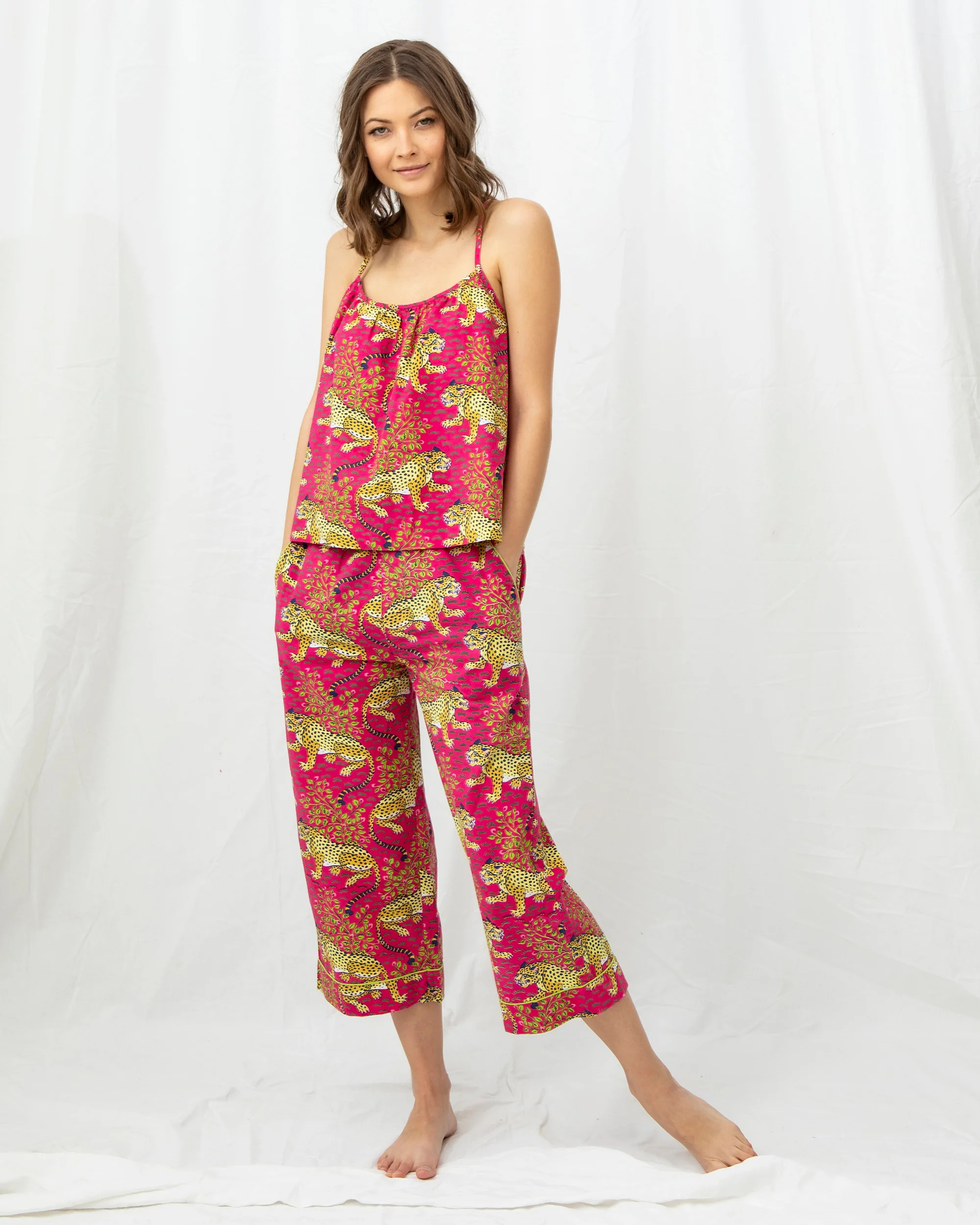 Bagheera - Cami Cropped PJ Pants Set - Hot Pink | Printfresh