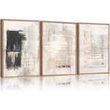 Modern Abstract Canvas Wall Art, Set of 3 Framed Art Prints, Black and White Large Wall Painting,... | Walmart (US)