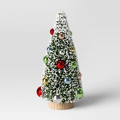 10&#34; Medium Decorated Flocked Ornament Bottlebrush Sisal Tree Green - Threshold&#8482; | Target