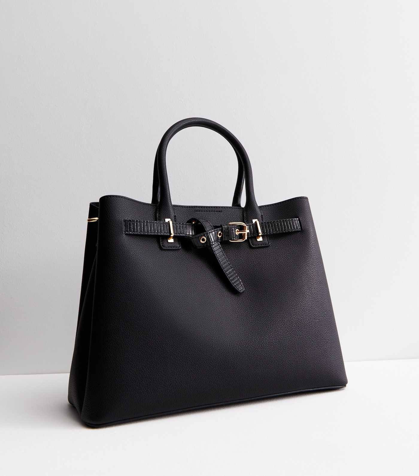 Black Leather-Look Buckle Tote Bag
						
						Add to Saved Items
						Remove from Saved Items | New Look (UK)