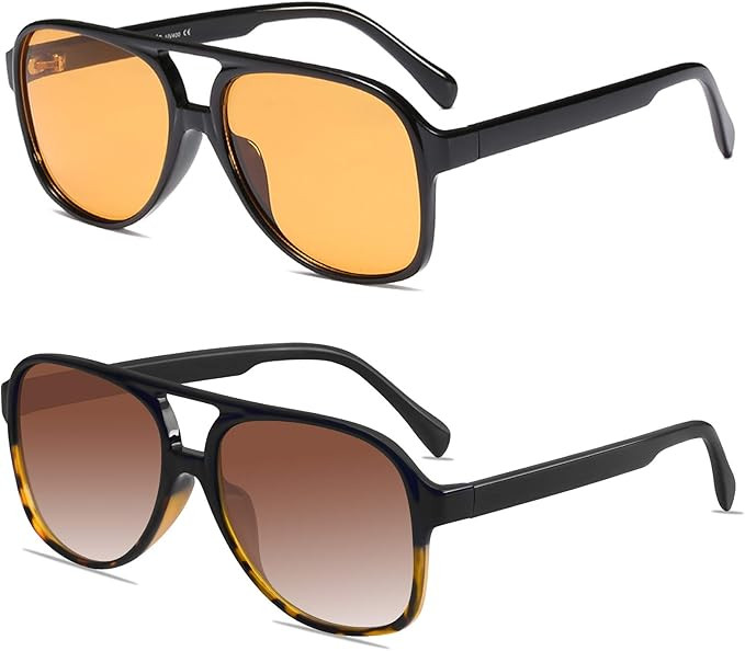 YDAOWKN Classic Vintage Aviator Sunglasses for Women Men Large Frame Retro 70s Sunglasses | Amazon (US)