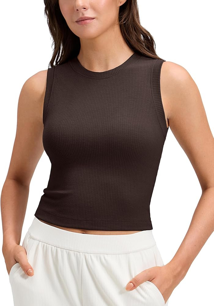 CRZ YOGA Ribbed High Neck Tank Top | Amazon (US)