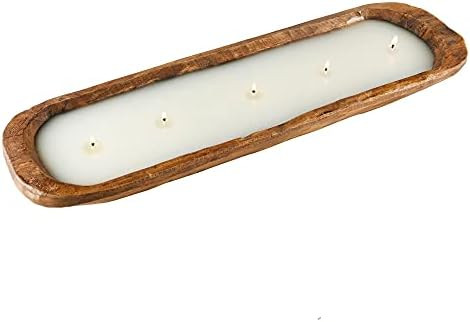 5 Wick Wooden Dough Bowl Candle Fall Chai Tea | Amazon (US)