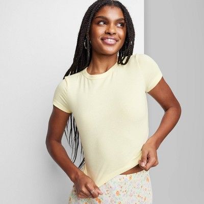 Women's Short Sleeve T-Shirt - Wild Fable™ Light Yellow L | Target